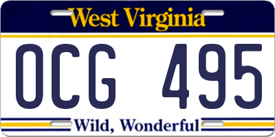 WV license plate OCG495