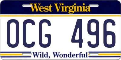 WV license plate OCG496