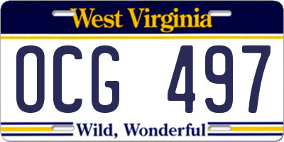 WV license plate OCG497