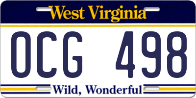 WV license plate OCG498