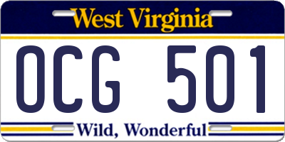 WV license plate OCG501