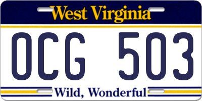 WV license plate OCG503