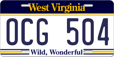 WV license plate OCG504