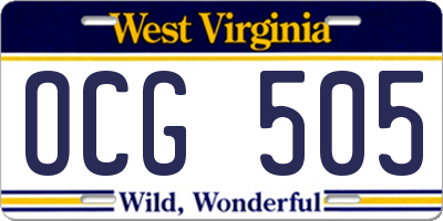 WV license plate OCG505