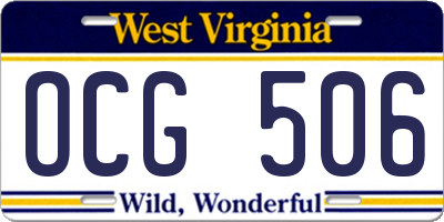 WV license plate OCG506