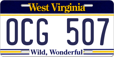 WV license plate OCG507