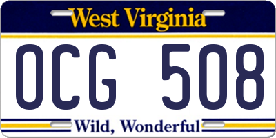 WV license plate OCG508