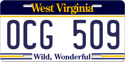 WV license plate OCG509