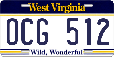 WV license plate OCG512