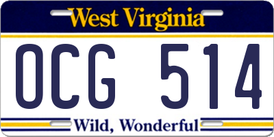 WV license plate OCG514