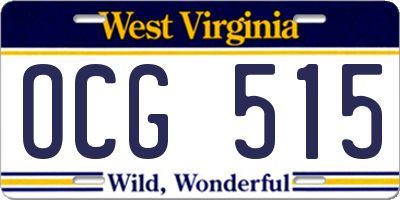 WV license plate OCG515