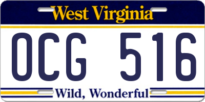 WV license plate OCG516