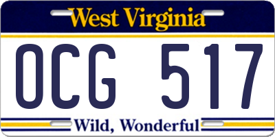 WV license plate OCG517