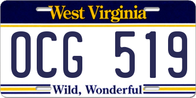 WV license plate OCG519