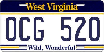 WV license plate OCG520