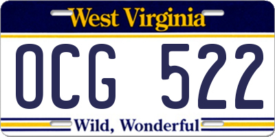 WV license plate OCG522