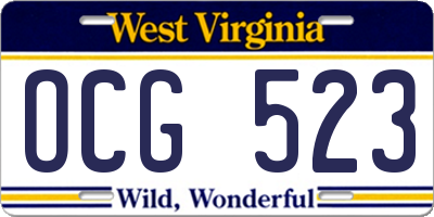 WV license plate OCG523