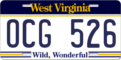 WV license plate OCG526
