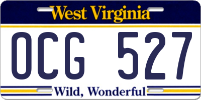WV license plate OCG527