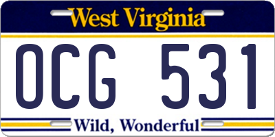 WV license plate OCG531