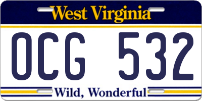 WV license plate OCG532