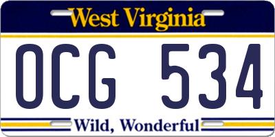 WV license plate OCG534