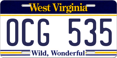WV license plate OCG535
