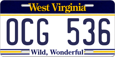 WV license plate OCG536