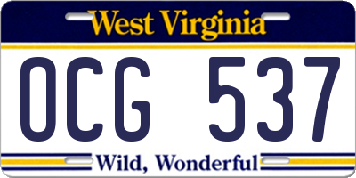 WV license plate OCG537