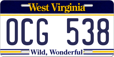 WV license plate OCG538