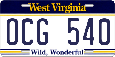 WV license plate OCG540