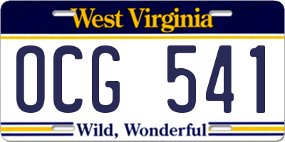 WV license plate OCG541