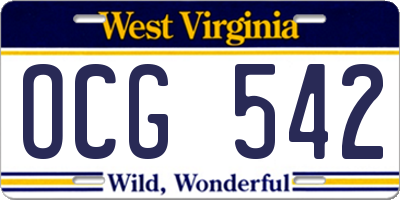 WV license plate OCG542