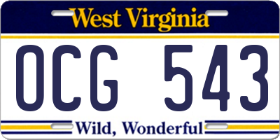 WV license plate OCG543