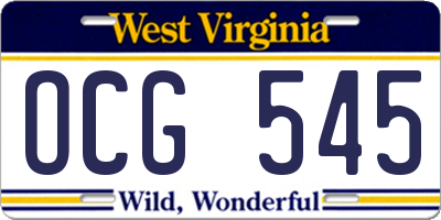 WV license plate OCG545