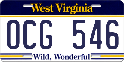 WV license plate OCG546