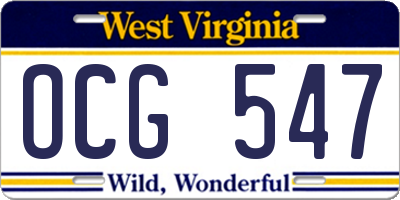 WV license plate OCG547
