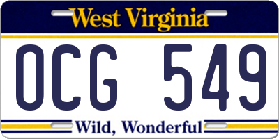 WV license plate OCG549