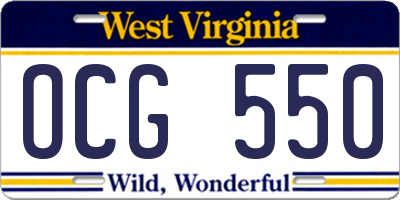 WV license plate OCG550