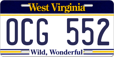 WV license plate OCG552