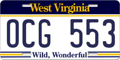 WV license plate OCG553