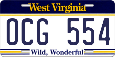 WV license plate OCG554