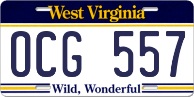 WV license plate OCG557