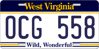 WV license plate OCG558