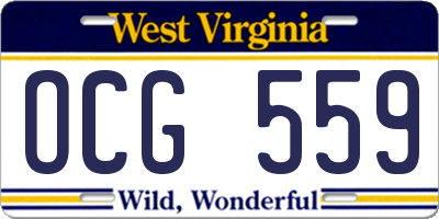 WV license plate OCG559