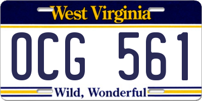 WV license plate OCG561