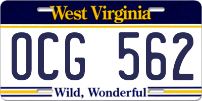 WV license plate OCG562