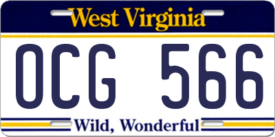 WV license plate OCG566