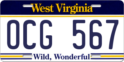 WV license plate OCG567