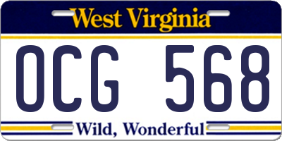 WV license plate OCG568